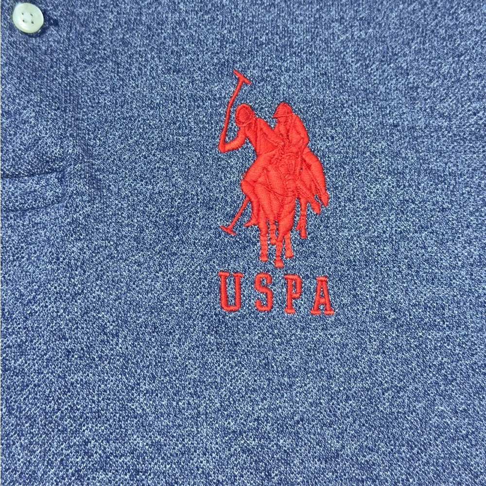 U.S. Polo Assn. Heather Blue Polo with Red Emblem - Picture 3 of 5